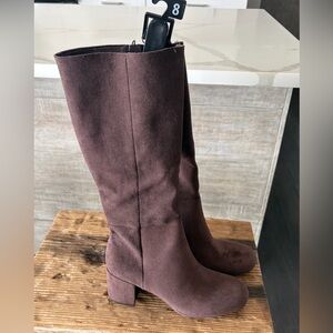 Elegant Brown Suede Knee-High Boots